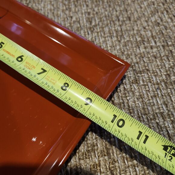 Vintage Square Tray Aizu Lacquer Pine Needles Urushi Small Plate Japan W/Box - Picture 4 of 11